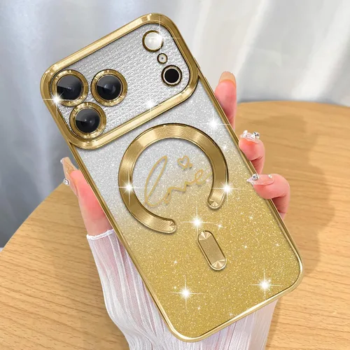 Miniatura 43 de ZIYE Funda Magnética Diseñada para iPhone 11 Funda con Purpurina Plateado de Lujo Corazón de Amor Compatible con MagSafe Funda Transparente
