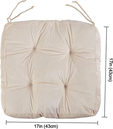 Miniatura 4 de Big Hippo Almohadillas cuadradas para silla con lazos, almohadillas de asiento suaves y gruesas para oficina, hogar o automóvil, 17 x 17 pulgadas