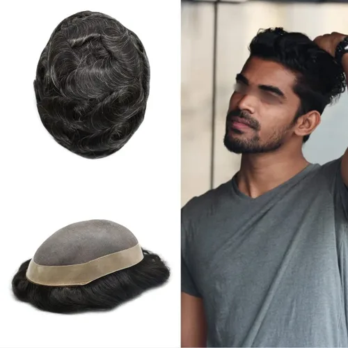 Miniatura 22 de Toupee - Sistema de cabello para hombre, monofilamento fino duradero, monofilamento europeo de repuesto para hombres, piezas de pelo