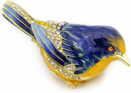 JWT Astyle Starling Bird - Cajas de joyería con bisagras y cristales esmaltados. Regalos para amantes de los pájaros para mujeres. Caja de