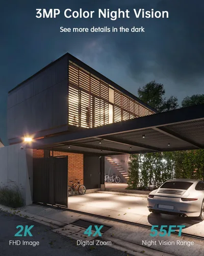 Miniatura 3 de ZUMIMALL Cámaras de seguridad solar 2K inalámbricas para exteriores, paquete de 4, cámaras solares para seguridad del hogar con vista de 360°