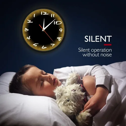 Miniatura 6 de Geek Alerts Reloj de pared con movimiento silencioso inverso con control de sonido, luz nocturna LED, funciona con pilas, números inusuales de 12