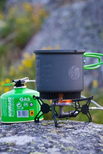 Miniatura 2 de Optimus Vega Estufa de mochilero de 4 estaciones, estufa de campamento invertida para clima frío, estufa de gas para exteriores de un solo quemador