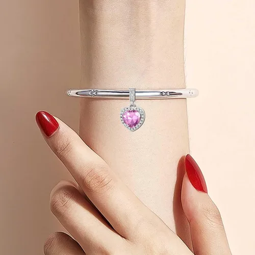 Miniatura 4 de KunBead Colgantes de enero a diciembre con piedra natal de amor y corazón compatibles con collar de pulsera Pandora