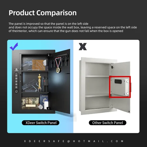 Miniatura 6 de XDeer Caja fuerte de seguridad de pared plana oculta en la pared, caja fuerte biométrica oculta para huellas dactilares, cajas fuertes electrónicas