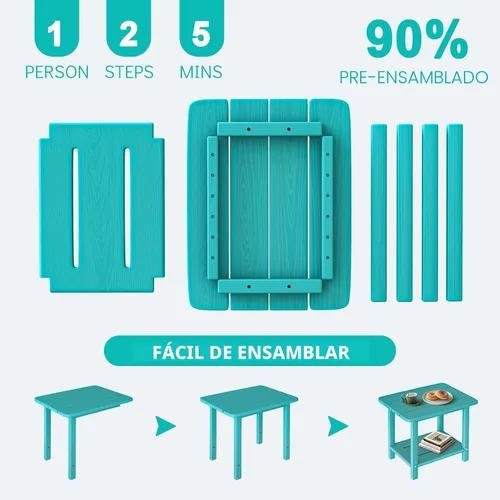 Miniatura 5 de Juego de sillas plegables Adirondack de 3 piezas, respaldo extra alto de 38 pulgadas y grano de madera en relieve, muebles de patio de polietileno