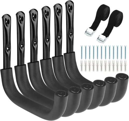 Miniatura 12 de Ganchos de almacenamiento de garaje resistentes, 12 pulgadas de montaje en pared para colgar herramientas, sillas, mangueras, escaleras, artículos a