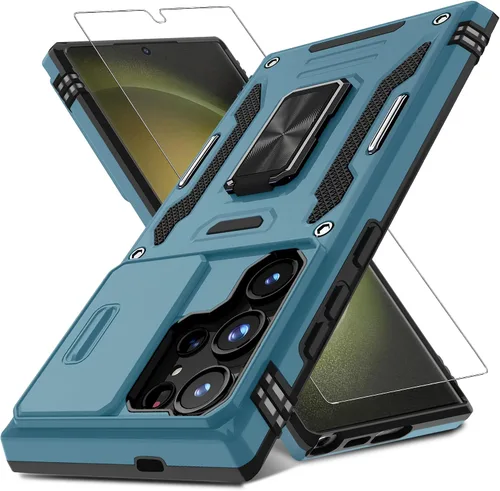 Miniatura 13 de DEERLAMN Funda para Samsung Galaxy S23 con Cubierta Deslizante para Cámara + Protector de Pantalla (2 Paquetes), Soporte de Anillo Giratorio
