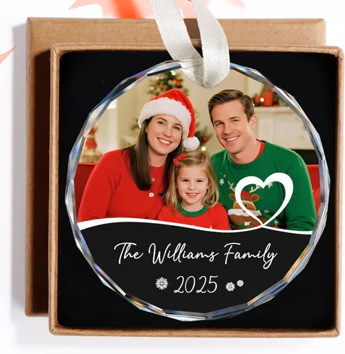 Miniatura 9 de Adornos de Navidad personalizados para la familia con foto - Adornos personalizados con foto y texto para árbol de Navidad 2025, decoración de árbol