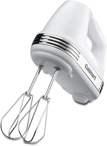 Cuisinart HM-70 Power Advantage, Batidora de mano de 7 velocidades, color plateado, blanco