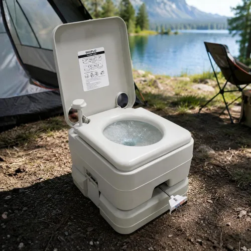 Miniatura 12 de SEAFLO Premium Camping Portable Toilet - 5.8 Gallon Waste 3.43 Gall Fresh Tank (100 Flushes), 440 lbs Max Weight, Level Indicator, Sealed Waste Tank