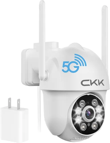 Cámaras de seguridad CKK 2K para exteriores, cámaras de seguridad 2.4G/5G, WiFi para exteriores, alimentación con cable, 360 PTZ, detección de