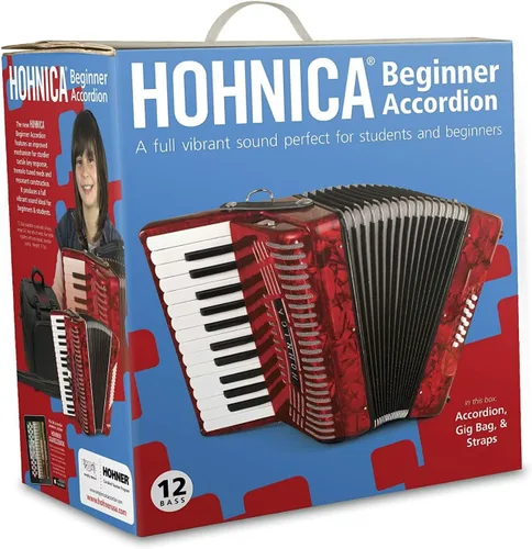 Miniatura 2 de Hohner Acordeones 1303-RED 12 Bajos Acordeón de Piano de Nivel Inicial (Rojo)
