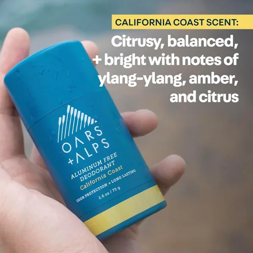 Miniatura 6 de Oars + Alps Desodorante sin aluminio para hombres y mujeres, dermatológicamente probado y fabricado con ingredientes limpios, tamaño de viaje, Costa
