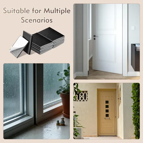 Miniatura 7 de 12 sellos de esquina de puerta autoadhesivos color negro, sellos de esquina de puerta de espuma de alta elasticidad, burletes para puertas