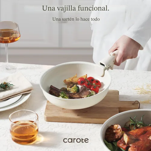Miniatura 5 de CAROTE Juego de ollas y sartenes, juego de utensilios de cocina antiadherentes, mango desmontable, juegos de utensilios de cocina de inducción