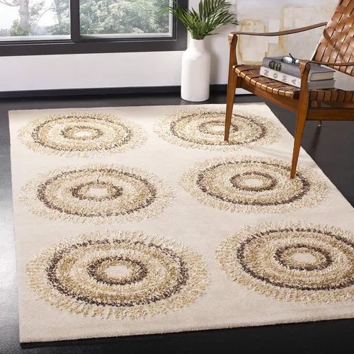 Miniatura 5 de SAFAVIEH Soho Collection SOH719B - Alfombra redonda de lana de primera calidad, hecha a mano, 6 pies, marrón y dorado Marrón/Oro