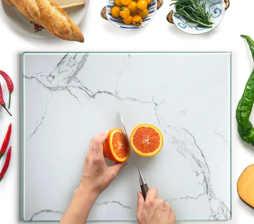Miniatura 26 de Tabla de cortar de vidrio Kitchenville 16"x12": Protector de encimera de vidrio templado para cocina - Duradero - Resistente a los arañazos, a