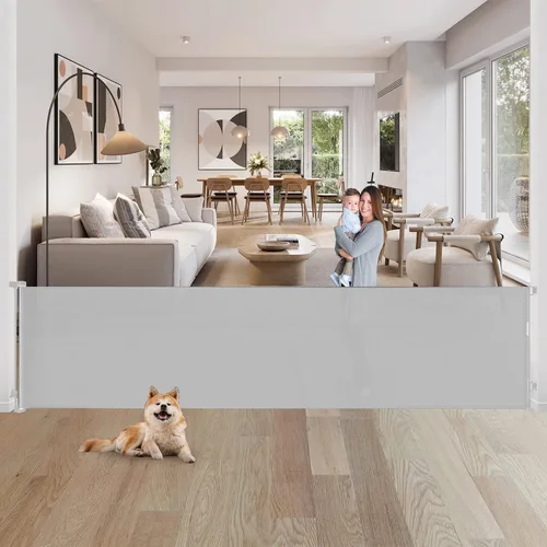 Miniatura 19 de Puertas de bebé extra anchas de 100 pulgadas para gran apertura, puerta retráctil para interiores para perros, puertas para cachorros para la casa