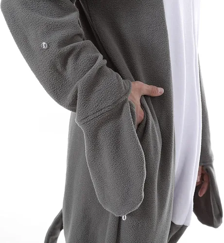 Miniatura 5 de EraSpooky Pijama de tiburón para adultos, disfraz de animales de una pieza con capucha, unisex
