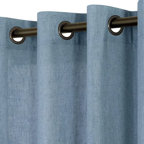 KOUFALL Cortinas de lino azul piedra para dormitorio, 2 paneles de cortinas semitransparentes azul empolvado con ojales de bronce para sala de