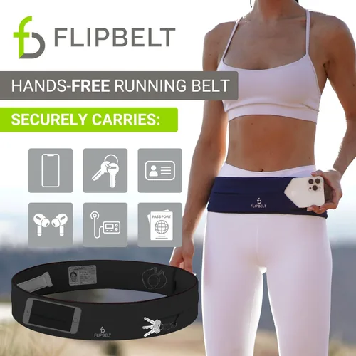 Miniatura 2 de FlipBelt - Cinturón de correr clásico, riñonera para correr unisex, empresa de EE. UU Negro