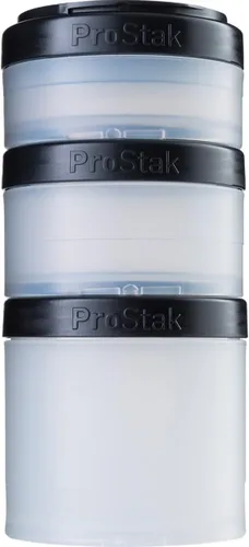 Miniatura 20 de BlenderBottle ProStak frascos de almacenamiento Twist n' Lock de expansión 2 paquetes con bandeja para pastillas, todo negro