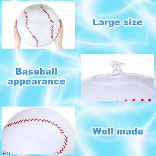 Miniatura 3 de Zhanmai Paquete de 6 pelotas inflables de béisbol de 16 pulgadas, pelota de playa grande deportiva con bomba para adultos y adolescentes, regalo