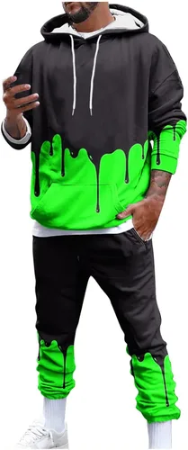 Muscularfit Conjunto deportivo de 2 piezas para hombre, ajuste delgado, manga larga, color degradado, sudadera con capucha para correr, atletismo,