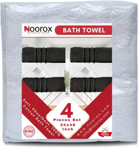 Toallas de baño – 24x48 pulgadas – Paquete de 4 – Toallas de algodón suaves, absorbentes y de secado rápido para el hogar, spa, hotel y gimnasio