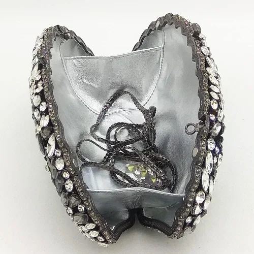Miniatura 8 de Boutique De FGG Bolsos de noche de flores y embragues para mujer, bolsos formales de diamantes de imitación, bolsos de mano de cristal de boda