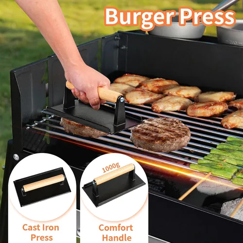 Miniatura 4 de Juego de herramientas para parrilla de barbacoa resistente, kit de accesorios de parrilla de acero inoxidable para asar al aire libre