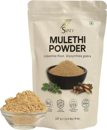 Polvo de regaliz | Glycyrrhiza puro | Mulethi | Yashtimadhu - Tamaño - 8.01 oz de media libra