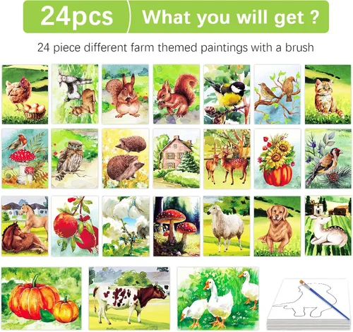 Miniatura 2 de ZOIIWA 24 piezas de productos de demencia para ancianos reutilizables para pintura al agua, juguetes de pintura al agua, recuerdos de granja