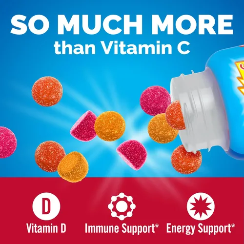 Miniatura 2 de Emergen-C Kidz Immune + Support - Suplementos dietéticos, gomitas divertidas con sabor a fruta con vitamina C, B y D, 44