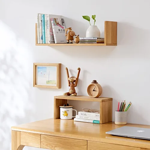 Miniatura 6 de HOMWOO Estante flotante, estante flotante de madera maciza de roble de grado FAS en forma de U, estantes de pared flotantes para dormitorio, sala