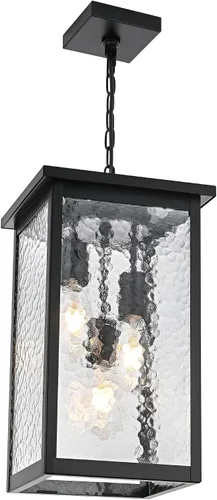 Miniatura 75 de TODOLUZ Lámpara Colgante de Exterior de 3 Luces Negra, Linterna Colgante Exterior Ajustable Luz de Porche