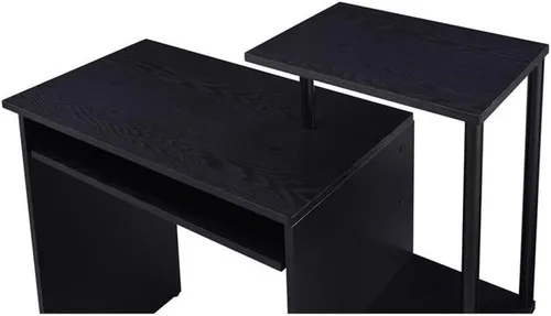 Miniatura 6 de Acme Lyphre - Escritorio rectangular de madera para computadora con bandeja para teclado en color negro