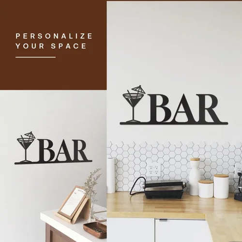 Miniatura 7 de Vivegate Decoración de pared de barra de metal, letras modernas de barra negra para decoración de bar del hogar