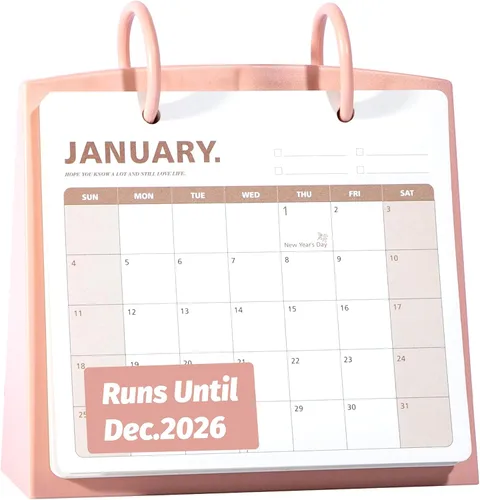 Miniatura 14 de Calendario de escritorio pequeño 2025-2026, de diciembre de 2025 a diciembre de 2026, calendario mensual decorativo para escritorio con citas Azul