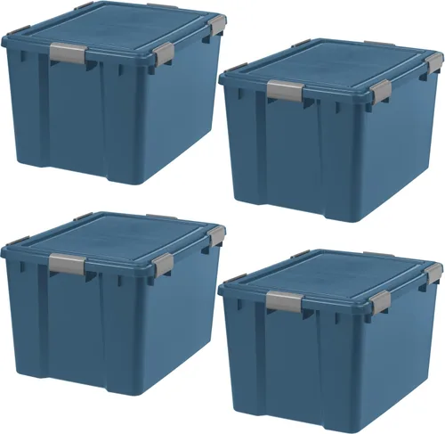 Miniatura 8 de IRIS USA WeatherPro - Contenedores de almacenamiento ecológicos de 31 cuartos de galón con tapas, paquete de 4, caja de juntas de plástico sin BPA