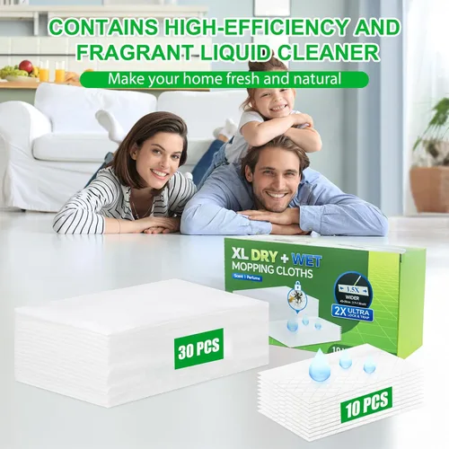 Miniatura 2 de Juego de 40 paños de trapeador XL secos + húmedos para trapeador Swiffer Sweep XL, almohadillas desechables para trapeador XL, incluye 30 paños