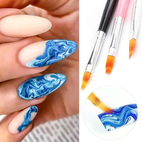 Miniatura 3 de 6pcs Ombre Nail Brush Nail Paint Pen para línea de encaje degradado Color Ombre cepillo para uñas de gel, pinceles de arte de uñas de madera, Ombre