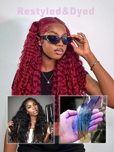 Miniatura 6 de Extensiones de cabello humano ondulado profundo (14 pulgadas, 1 encaje frontal negro natural)