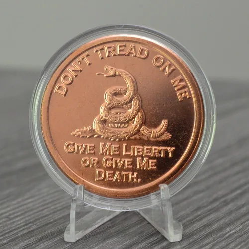 Miniatura 2 de Moneda Don't Tread On Me, Dame Libertad O Dame La Muerte Serpiente De Gadsden, 1 oz De Cobre Puro.999 Redondo Moneda Conmemorativa De Desafío En