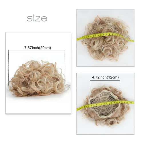 Miniatura 7 de Moño de cabello rizado desordenado, pieza de cabello sintético resistente al calor, extensiones de moño de cabello despeinado con cordón Updos Negro