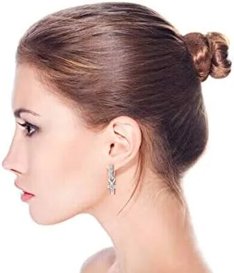 Miniatura 6 de Pendientes de aro con circonita cúbica, diseño de cruz y comunión con diseño de Kpop Huggie, con circonitas cúbicas extraíbles, 2 en 1, chapados