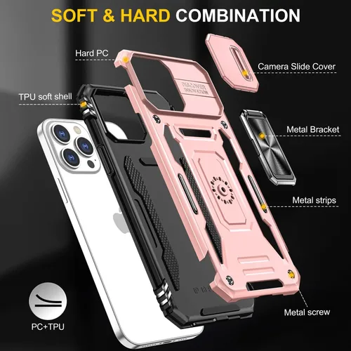 Miniatura 86 de Funda para iPhone 13 Pro con funda para cámara, con soporte de anillo para soporte, con función de montaje magnético para automóvil, para iPhone 13