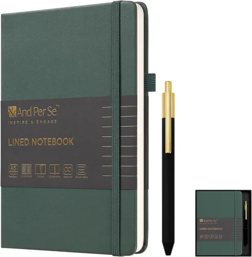 Miniatura 37 de &And Per Se Juego de diario y bolígrafo forrados, cuaderno A5 de tapa dura de cuero con bolígrafo y juego de papelería, 160 páginas de 3.53 oz/m²