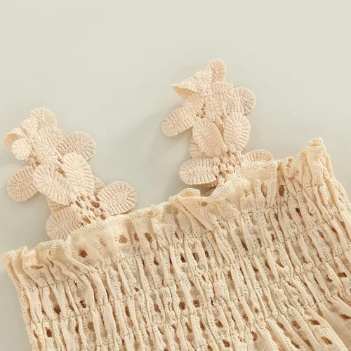 Miniatura 164 de TheFound Trajes de verano para niñas pequeñas, sin mangas, de punto acanalado, halter, pantalones cortos, ropa para recién nacidos, conjunto de 3